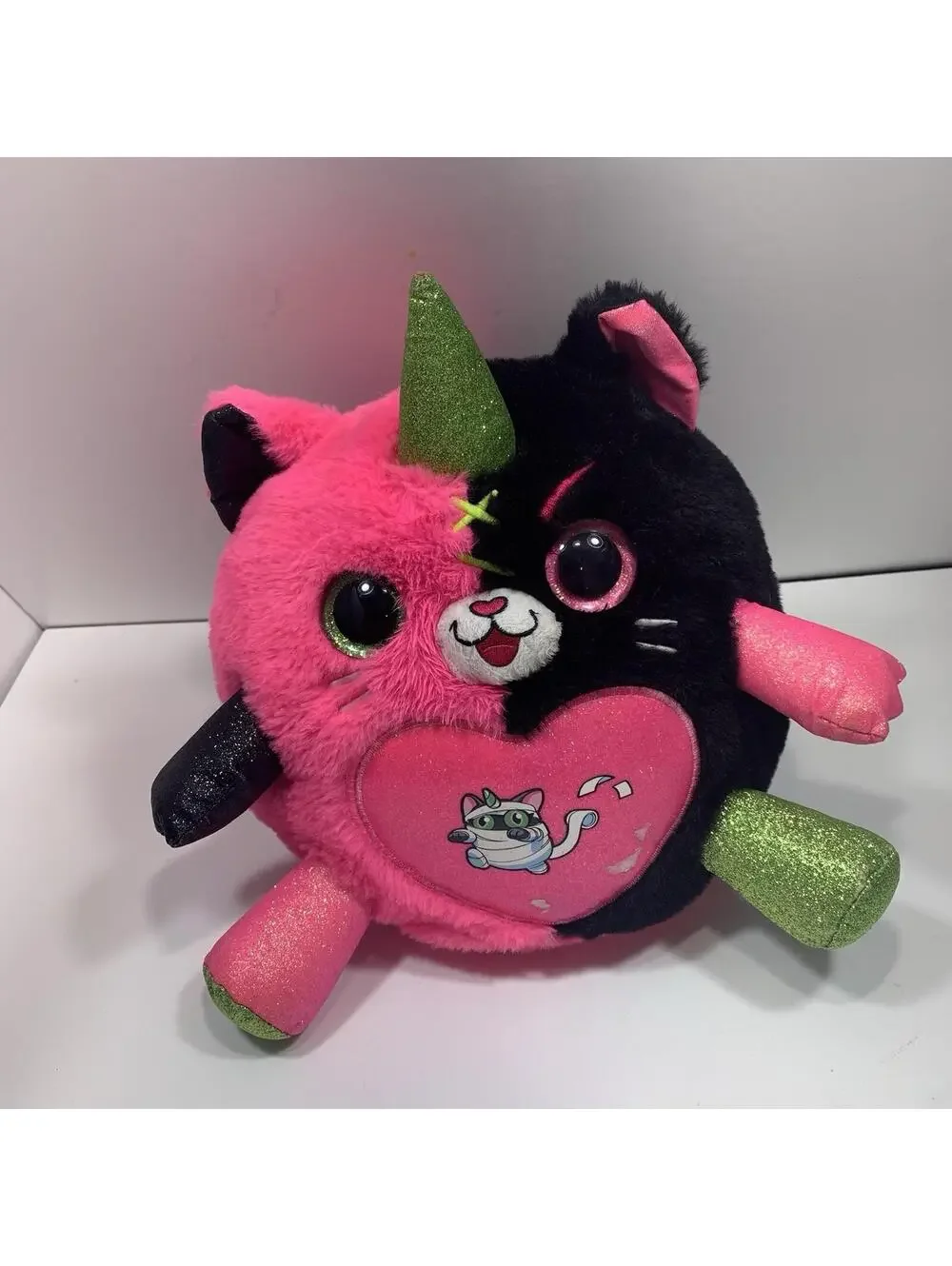 Rainbocorns Kittycorn Black & Pink Green Glitter Halloween Mummy Plush 9